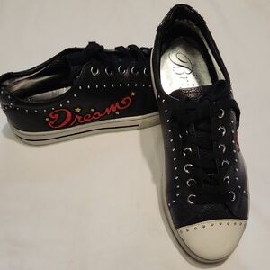 Brighton Black Leather Dreamy Sneakers Sz 7.5